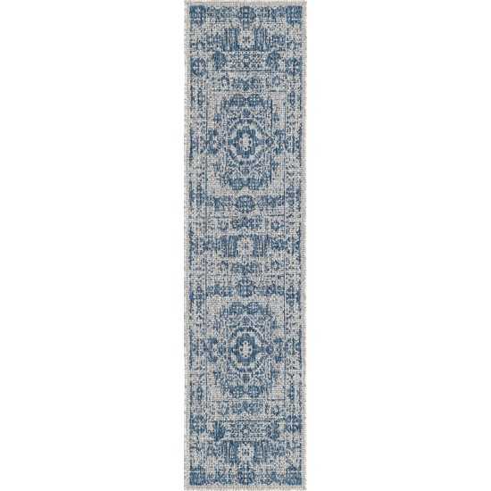 Rug Unique Loom Outdoor Traditional Blue Runner 2' 0 x 8' 0