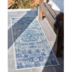 Rug Unique Loom Outdoor Traditional Blue Runner 2' 0 x 8' 0