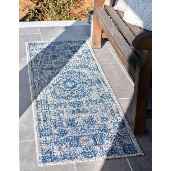 Rug Unique Loom Outdoor Traditional Blue Runner 2' 0 x 8' 0