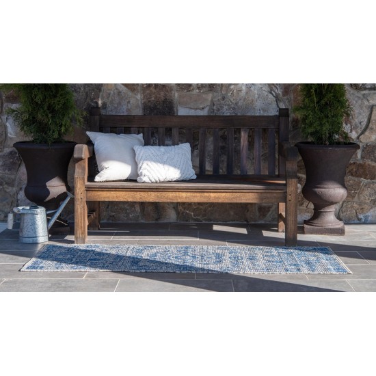 Rug Unique Loom Outdoor Traditional Blue Runner 2' 0 x 8' 0