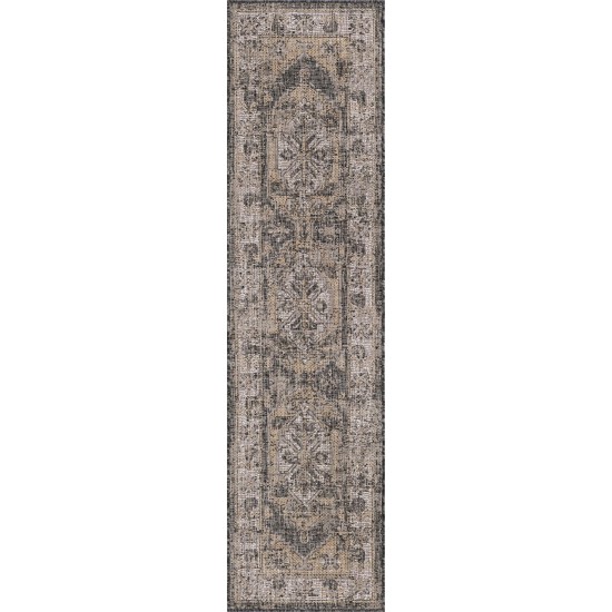 Rug Unique Loom Outdoor Traditional Charcoal Runner 2' 0 x 7' 10