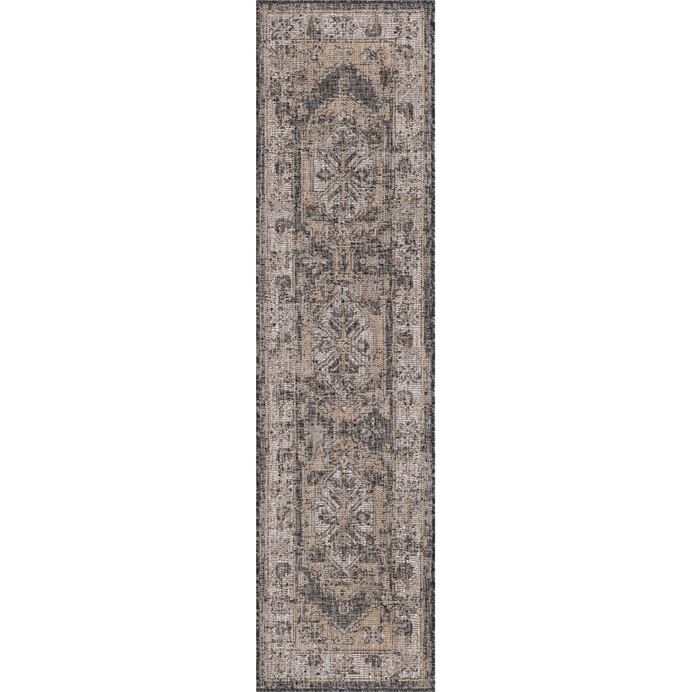 Rug Unique Loom Outdoor Traditional Charcoal Runner 2' 0 x 7' 10