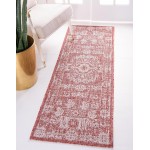 Rug Unique Loom Outdoor Traditional Rust Red Runner 2' 2 x 6' 0