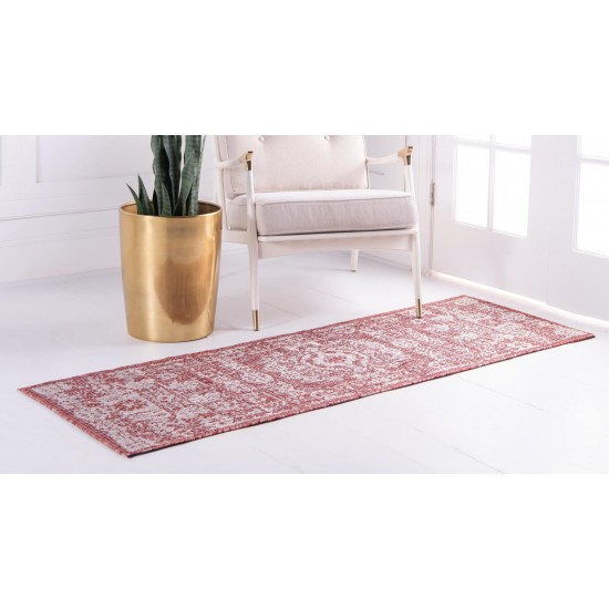 Rug Unique Loom Outdoor Traditional Rust Red Runner 2' 2 x 6' 0