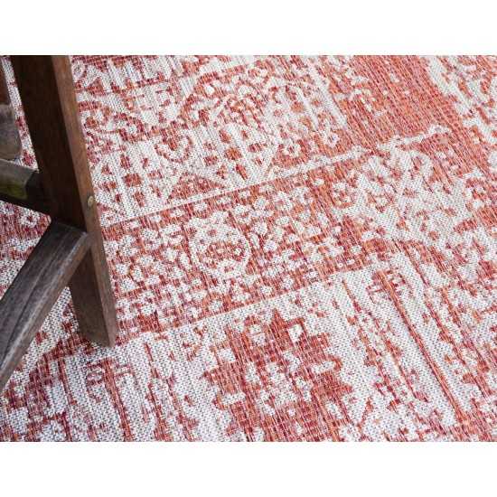 Rug Unique Loom Outdoor Traditional Rust Red Runner 2' 2 x 6' 0