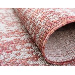 Rug Unique Loom Outdoor Traditional Rust Red Runner 2' 2 x 6' 0