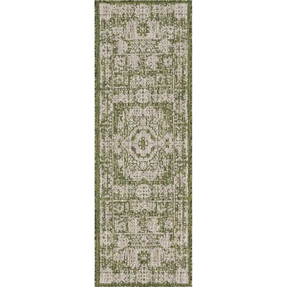 Rug Unique Loom Outdoor Traditional Green Runner 2' 2 x 6' 0