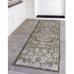 Rug Unique Loom Outdoor Traditional Green Runner 2' 2 x 6' 0