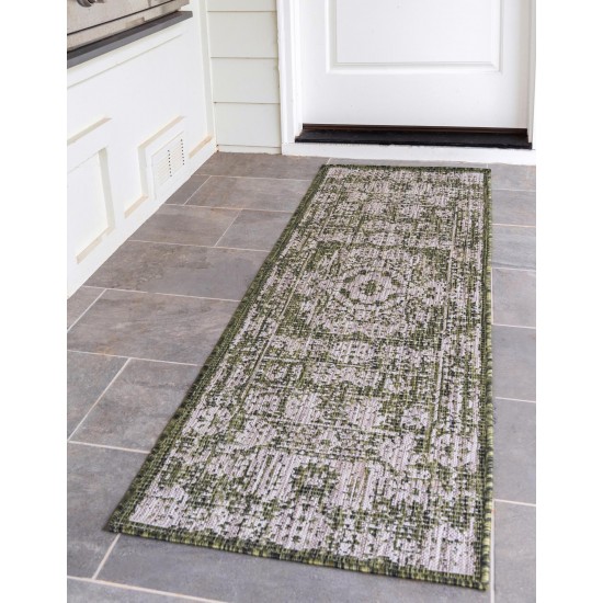 Rug Unique Loom Outdoor Traditional Green Runner 2' 2 x 6' 0