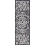 Rug Unique Loom Outdoor Traditional Dark Gray Runner 2' 2 x 6' 0