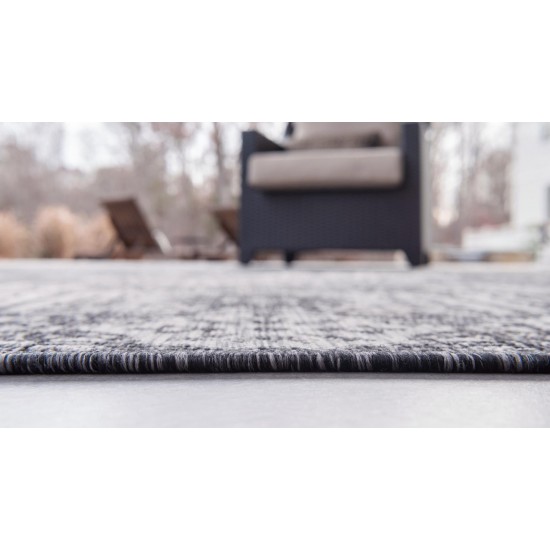 Rug Unique Loom Outdoor Traditional Dark Gray Runner 2' 2 x 6' 0