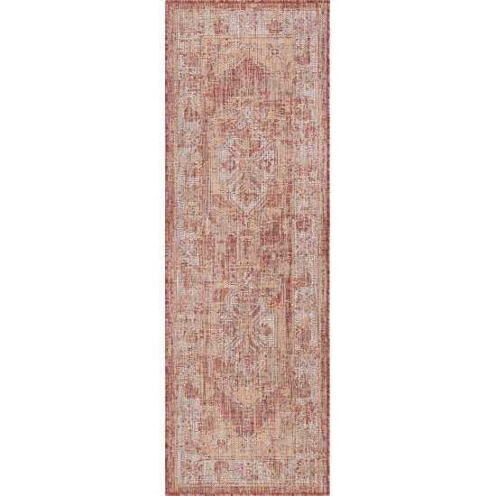 Rug Unique Loom Outdoor Traditional Rust Red Runner 2' 0 x 6' 0