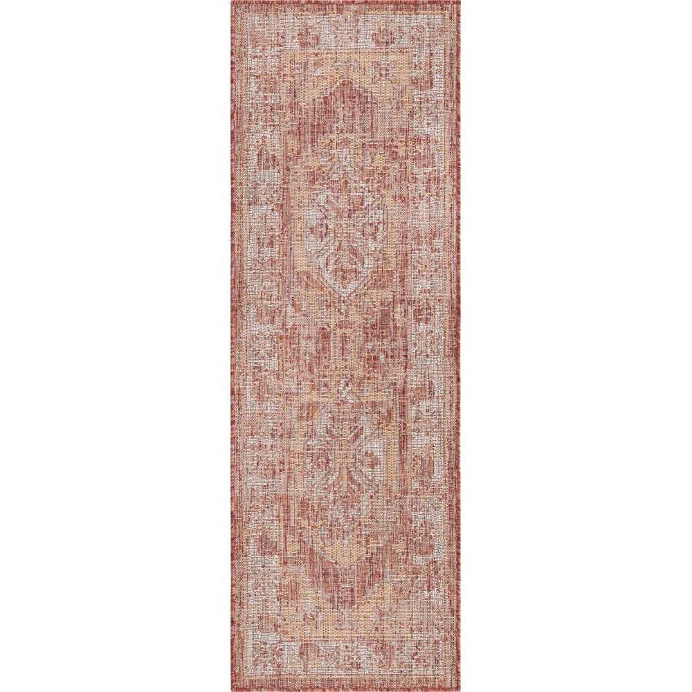 Rug Unique Loom Outdoor Traditional Rust Red Runner 2' 0 x 6' 0