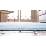 Rug Unique Loom Outdoor Traditional Teal Runner 2' 0 x 6' 0