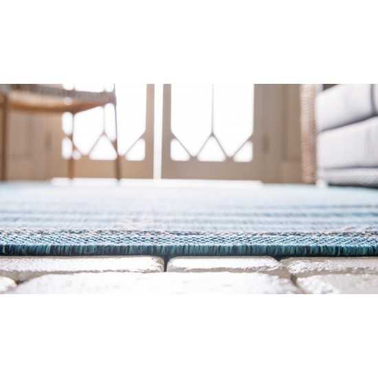 Rug Unique Loom Outdoor Traditional Teal Runner 2' 0 x 6' 0