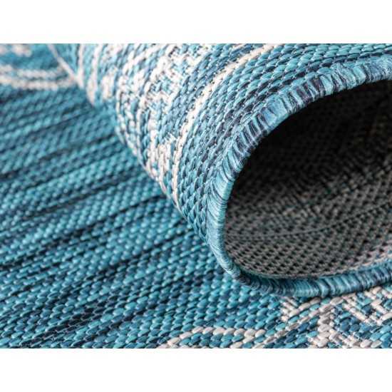 Rug Unique Loom Outdoor Traditional Teal Runner 2' 0 x 6' 0