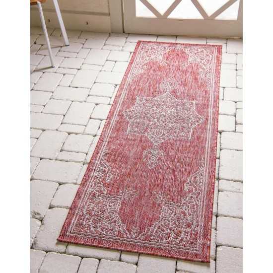 Rug Unique Loom Outdoor Traditional Rust Red Runner 2' 0 x 6' 0