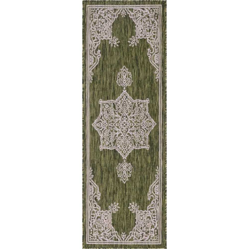 Rug Unique Loom Outdoor Traditional Green Runner 2' 0 x 6' 0