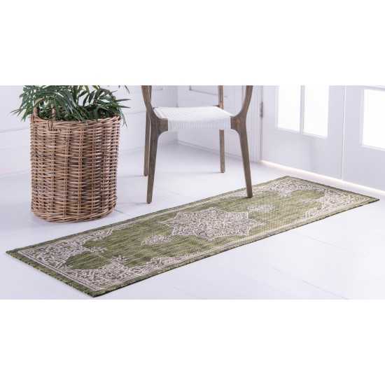 Rug Unique Loom Outdoor Traditional Green Runner 2' 0 x 6' 0