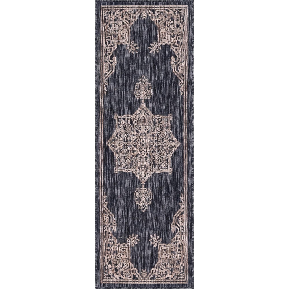 Rug Unique Loom Outdoor Traditional Charcoal Gray Runner 2' 0 x 6' 0 Rug Unique Loom Outdoor Traditional Charcoal Gray Runner 2' 0 x 6' 0