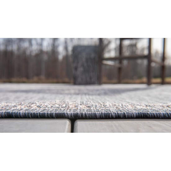 Rug Unique Loom Outdoor Traditional Charcoal Gray Runner 2' 0 x 6' 0