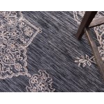 Rug Unique Loom Outdoor Traditional Charcoal Gray Runner 2' 0 x 6' 0