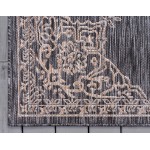 Rug Unique Loom Outdoor Traditional Charcoal Gray Runner 2' 0 x 6' 0