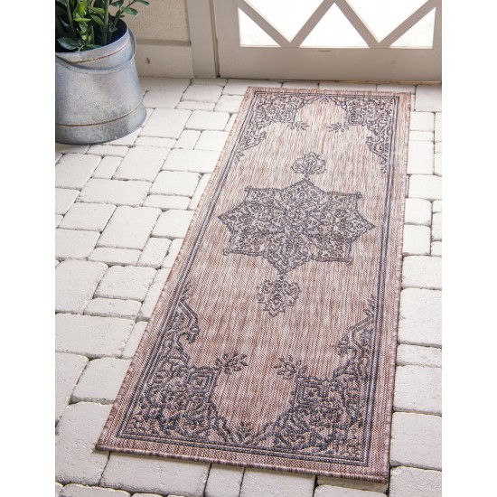 Rug Unique Loom Outdoor Traditional Beige Runner 2' 0 x 6' 0