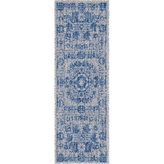 Rug Unique Loom Outdoor Traditional Blue Runner 2' 0 x 6' 0