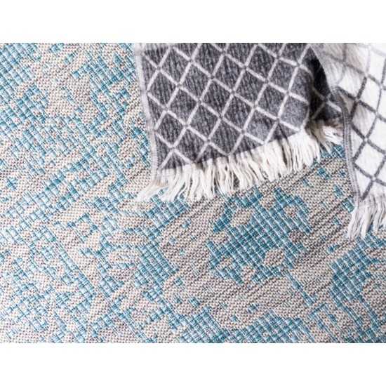 Rug Unique Loom Outdoor Traditional Aqua Blue Runner 2' 0 x 6' 0