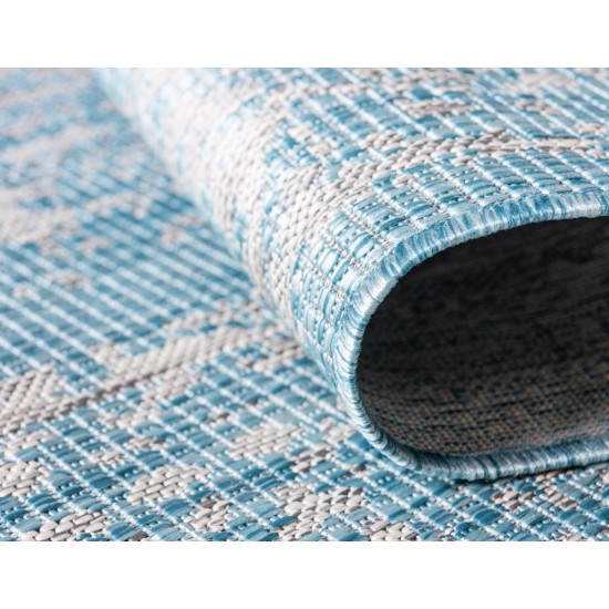 Rug Unique Loom Outdoor Traditional Aqua Blue Runner 2' 0 x 6' 0