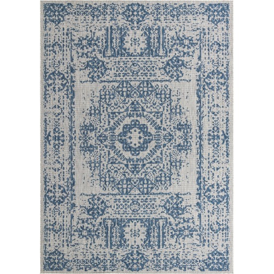 Rug Unique Loom Outdoor Traditional Blue Rectangular 10' 0 x 14' 0