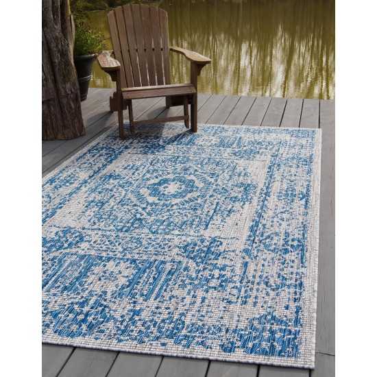 Rug Unique Loom Outdoor Traditional Blue Rectangular 10' 0 x 14' 0