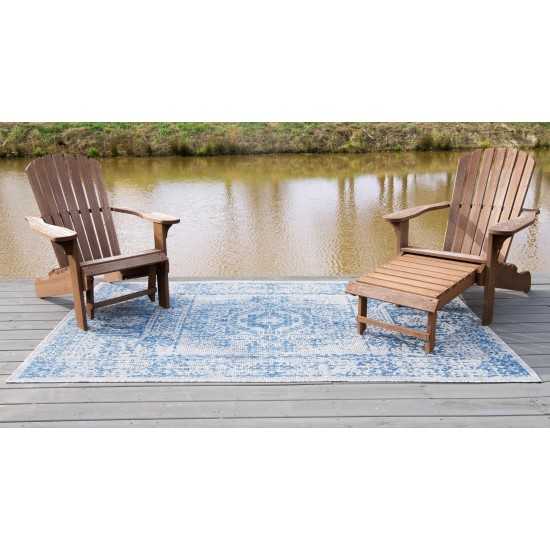 Rug Unique Loom Outdoor Traditional Blue Rectangular 10' 0 x 14' 0