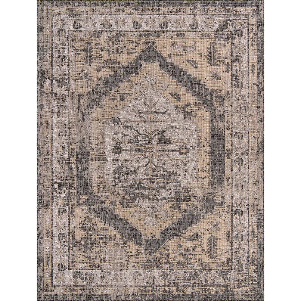 Rug Unique Loom Outdoor Traditional Charcoal Rectangular 9' 0 x 12' 0