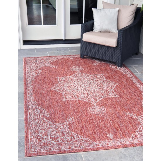 Rug Unique Loom Outdoor Traditional Rust Red Rectangular 9' 0 x 12' 0