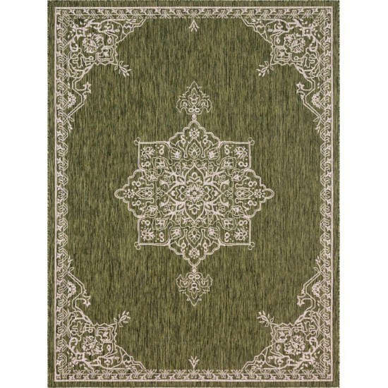 Rug Unique Loom Outdoor Traditional Green Rectangular 9' 0 x 12' 0