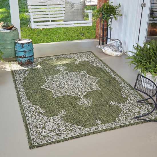 Rug Unique Loom Outdoor Traditional Green Rectangular 9' 0 x 12' 0