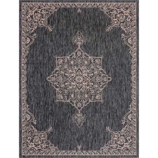 Rug Unique Loom Outdoor Traditional Charcoal Gray Rectangular 9' 0 x 12' 0