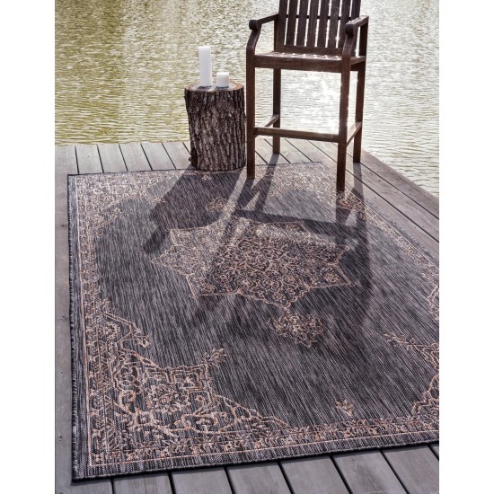 Rug Unique Loom Outdoor Traditional Charcoal Gray Rectangular 9' 0 x 12' 0