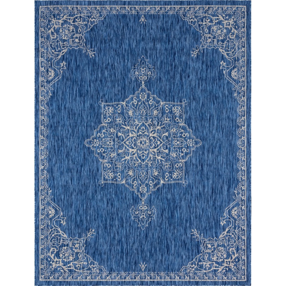 Rug Unique Loom Outdoor Traditional Blue Rectangular 9' 0 x 12' 0