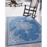 Rug Unique Loom Outdoor Traditional Blue Rectangular 9' 0 x 12' 0