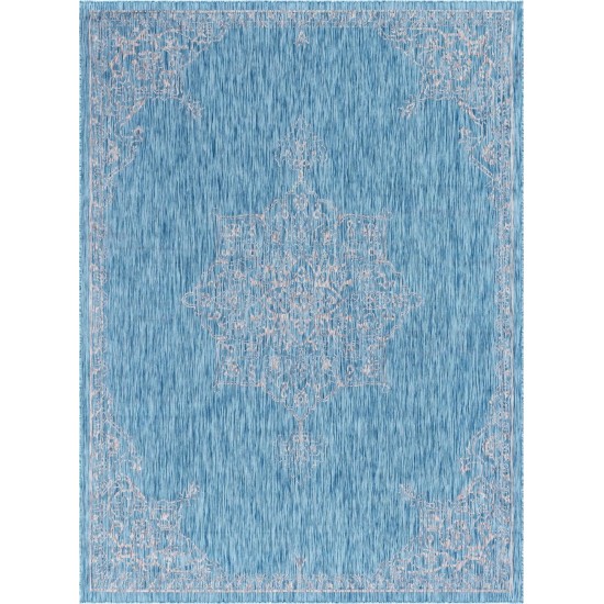 Rug Unique Loom Outdoor Traditional Aqua Blue Rectangular 9' 0 x 12' 0