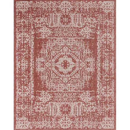 Rug Unique Loom Outdoor Traditional Rust Red Rectangular 9' 0 x 12' 0