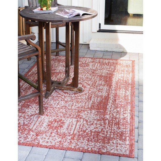 Rug Unique Loom Outdoor Traditional Rust Red Rectangular 9' 0 x 12' 0