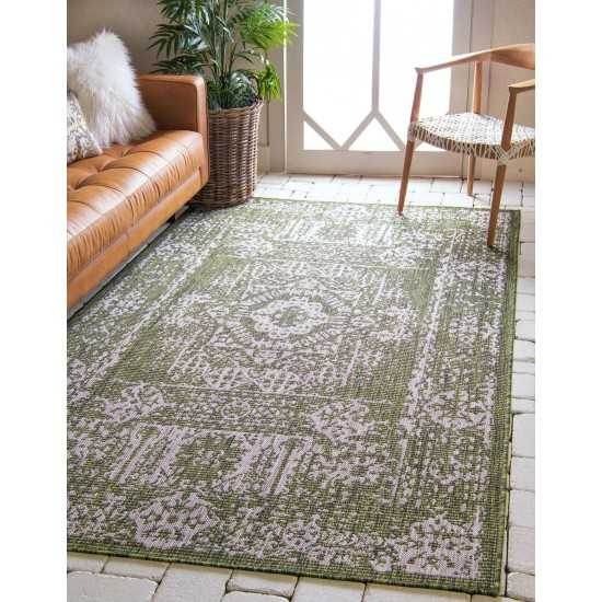 Rug Unique Loom Outdoor Traditional Green Rectangular 9' 0 x 12' 0