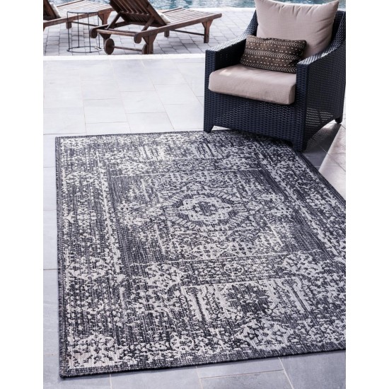 Rug Unique Loom Outdoor Traditional Dark Gray Rectangular 9' 0 x 12' 0