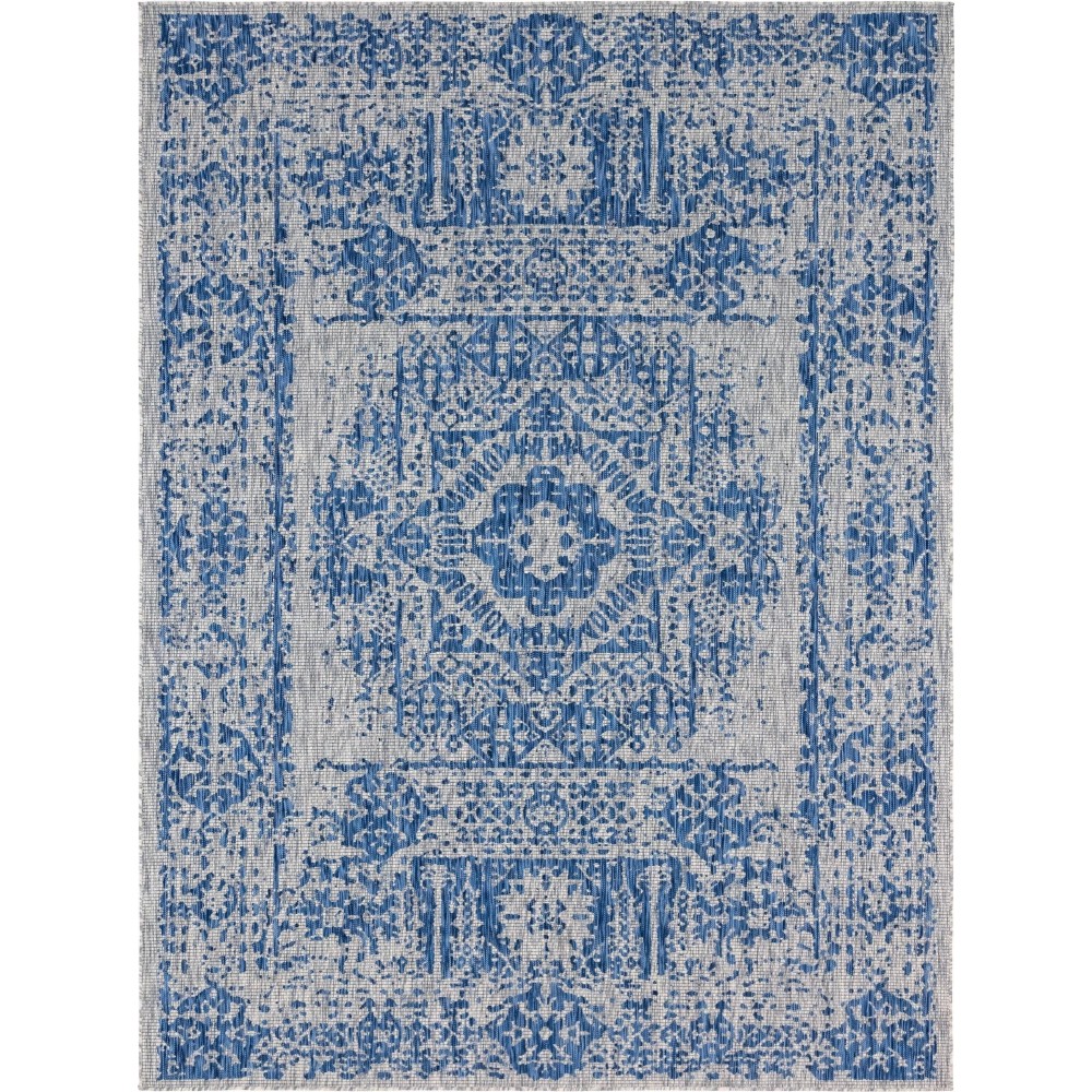 Rug Unique Loom Outdoor Traditional Blue Rectangular 9' 0 x 12' 0