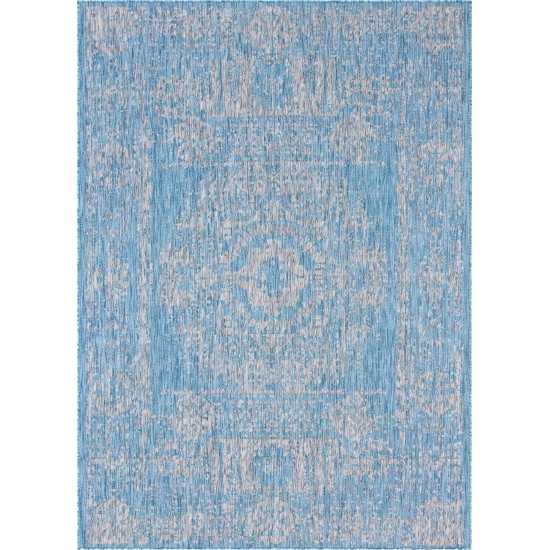 Rug Unique Loom Outdoor Traditional Aqua Blue Rectangular 9' 0 x 12' 0