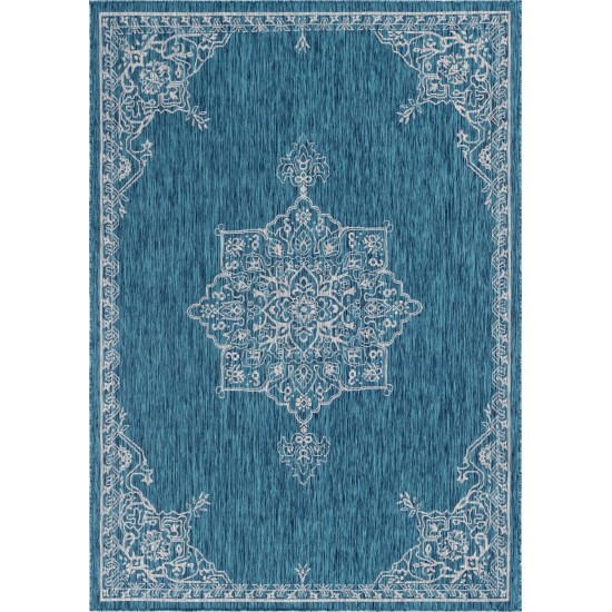 Rug Unique Loom Outdoor Traditional Teal Rectangular 8' 0 x 11' 4